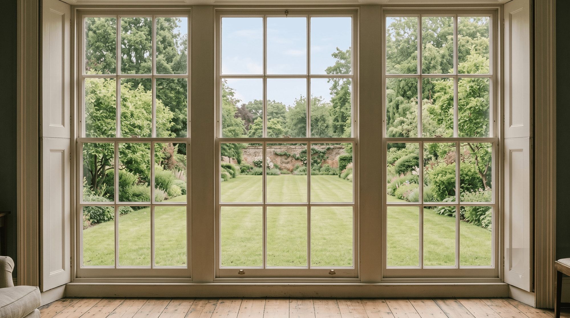 Georgian sash windows with true glazing bars in a London period home
