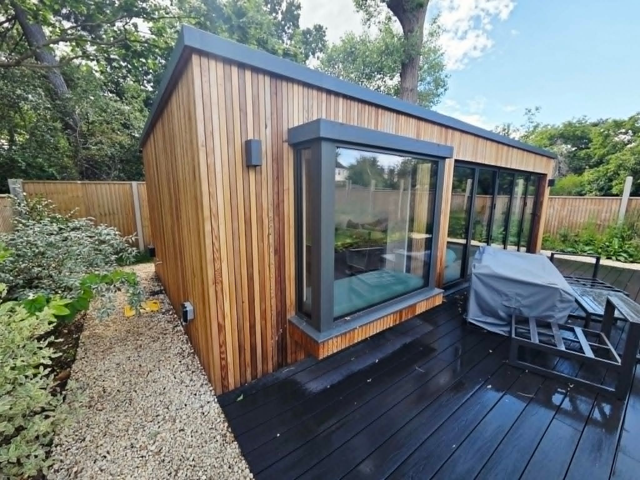 Aluminium windows in a cedar-clad garden room, Dulwich SE21